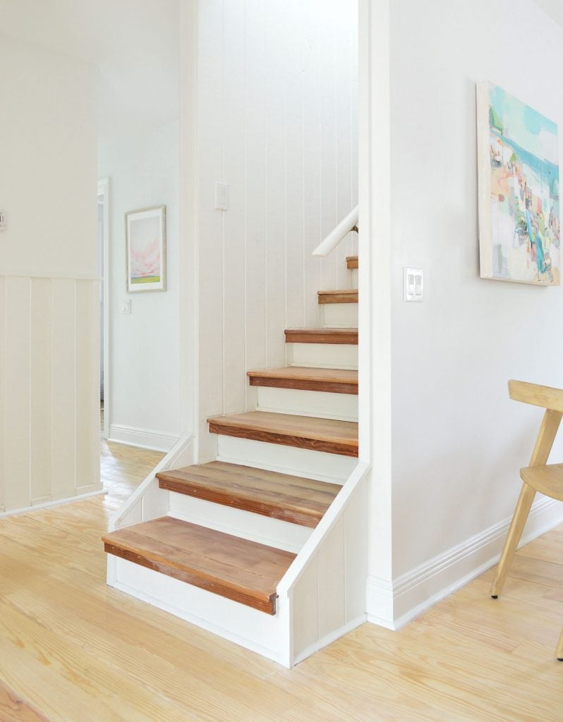 sisal-stair-runner-mismatch-stairs-798x1024-1 Bare wood stairs in white house